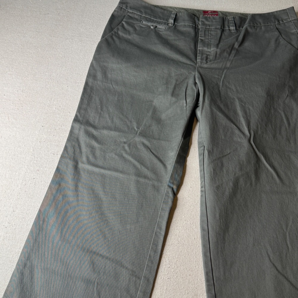 Merona Women Olive Green Wide Leg Stretch Trousers Size 18 Nano-Tex Work Pants